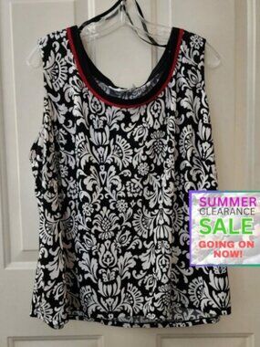 Summer Clearance  Studio 1 Slerveless Plus Size 20W  Black and White Top
